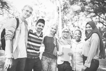 Wall Mural - Group of diverse teenagers hanging out