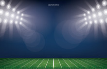 American Football Field Stadium Background. With Perspective Line Pattern Of American Football Field. Vector.