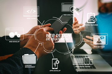 co working team meeting concept,businessman using smart phone in modern office