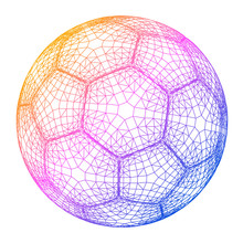Soccer Ball Colorful Wireframe Grid Vector Illustration