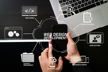 cyber security internet and networking concept.Businessman hand working with VR screen padlock icon on mobile phone and digital tablet laptop computer