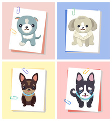 Sticker - Puppies and Dogs Poster Set Vector Illustration