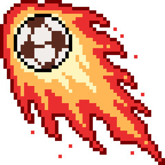 Sticker - vector pixel art football fire