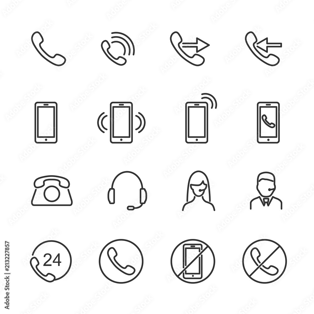 Vector image set of phone line icons. Stock Vector | Adobe Stock
