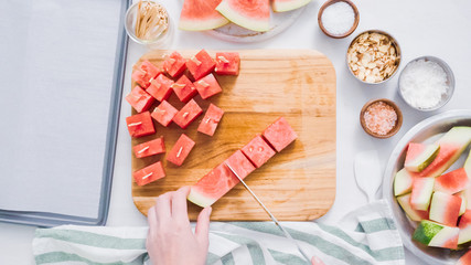 Chocolate covered watermelon bites