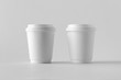 © Shablon - 8 oz. white double wall coffee paper cup mock-up with lid.