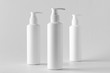 © Shablon - White cosmetic shampoo dispenser bottle mock-up.