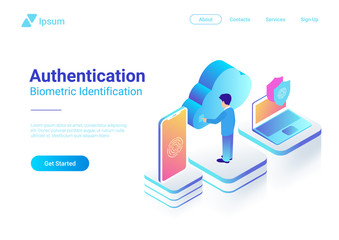 Canvas Print - isometric authentication biometric fingerprint identification