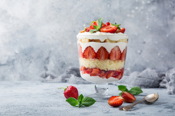 Sticker - Strawberry trifle. layered dessert with fresh berry and cream cheese