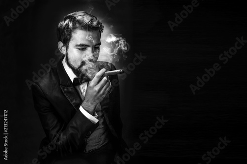 Valokuva  smoking gentleman portrait