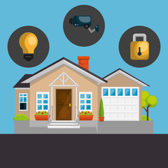 Poster - smart house with set services icons