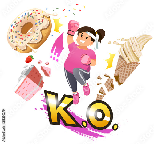 Foto  Woman overcoming the desire to eat junk food