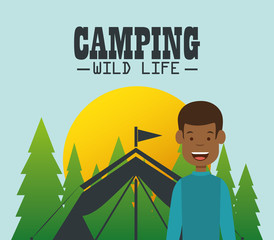 Poster - young man in the camping zone