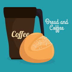 Canvas Print - delicious bread and coffee label