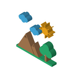 Poster - Mountain isometric right top view 3D icon