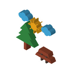 Wall Mural - Park isometric right top view 3D icon