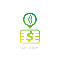 Sticker - Contactless payment with card, vector icon