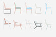 side view style chairs vector office furniture design set ,illustration.