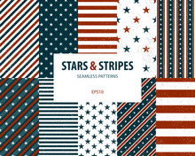 Stars And Stripes Seamless Patterns