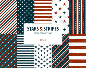 Wall Mural - Stars and stripes seamless patterns