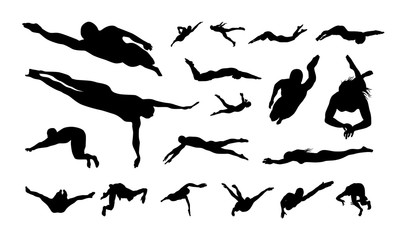 Wall Mural - set of swimming sport silhouette vector illustration