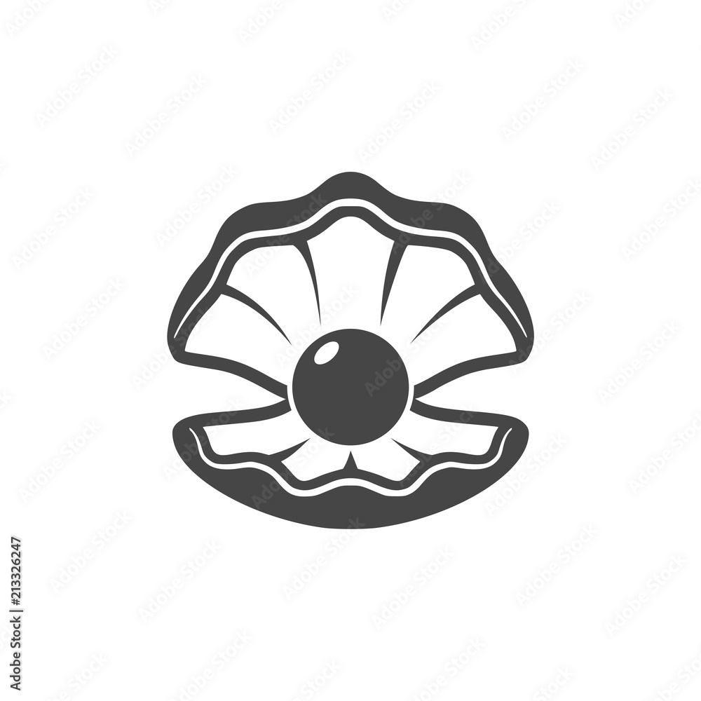 Pearly Shell Icon Open shell with a pearl icon Stock Vector | Adobe Stock