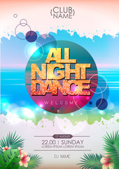 Wall Mural - Summer party poster design. All night dance