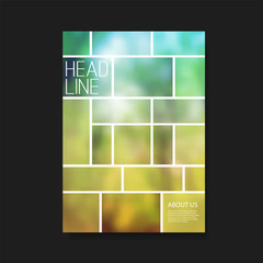 Wall Mural - modern style tiled flyer or cover design for your business with blurred forest image - applicable fo