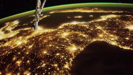 Wall Mural - a flight over the earth's surface, taken from a space station. elements of this video furnished by n