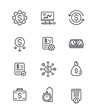 finance, investments, financial and money management, costs optimization line icons set on white