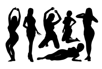 Wall Mural - vector of silhouette with sexy women pose