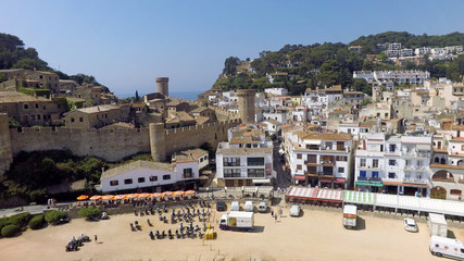 Sticker - Aerial view of Mediterranean town Tossa De Mar, Costa Brava, Spain