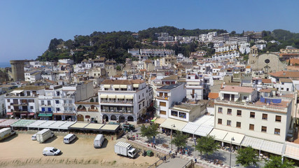 Sticker - Aerial view of Mediterranean town Tossa De Mar, Costa Brava, Spain