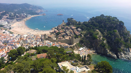 Sticker - Aerial view of Mediterranean town Tossa De Mar, Costa Brava, Spain