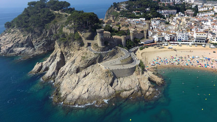 Sticker - Aerial view of Mediterranean town Tossa De Mar, Costa Brava, Spain