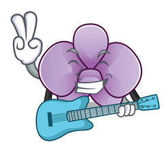 Canvas Print - With guitar orchid flower mascot cartoon