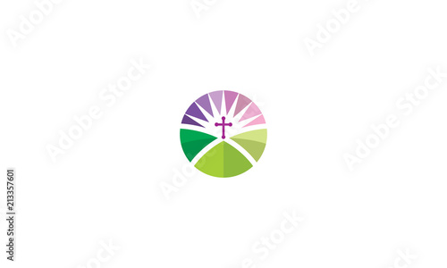Cuadros en Lienzo Christian cross praying logo icon vector