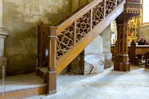 Wooden Banister In Gothic Medieval Architecture Buy This Stock