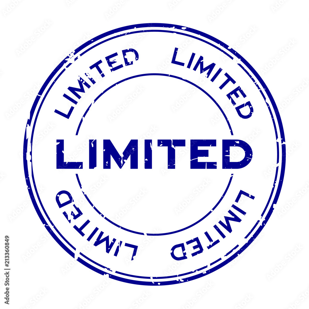 Grunge blue limited round rubber seal stamp on white background Stock ...