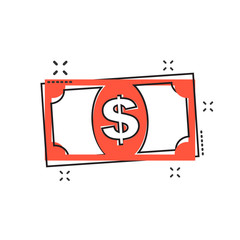 Vector cartoon dollar money icon in comic style. Dollar sign illustration pictogram. Currency business splash effect concept.