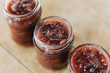 Fresh pear chutney making. Image with high detail and shallow depth of field fitting to recipes and books