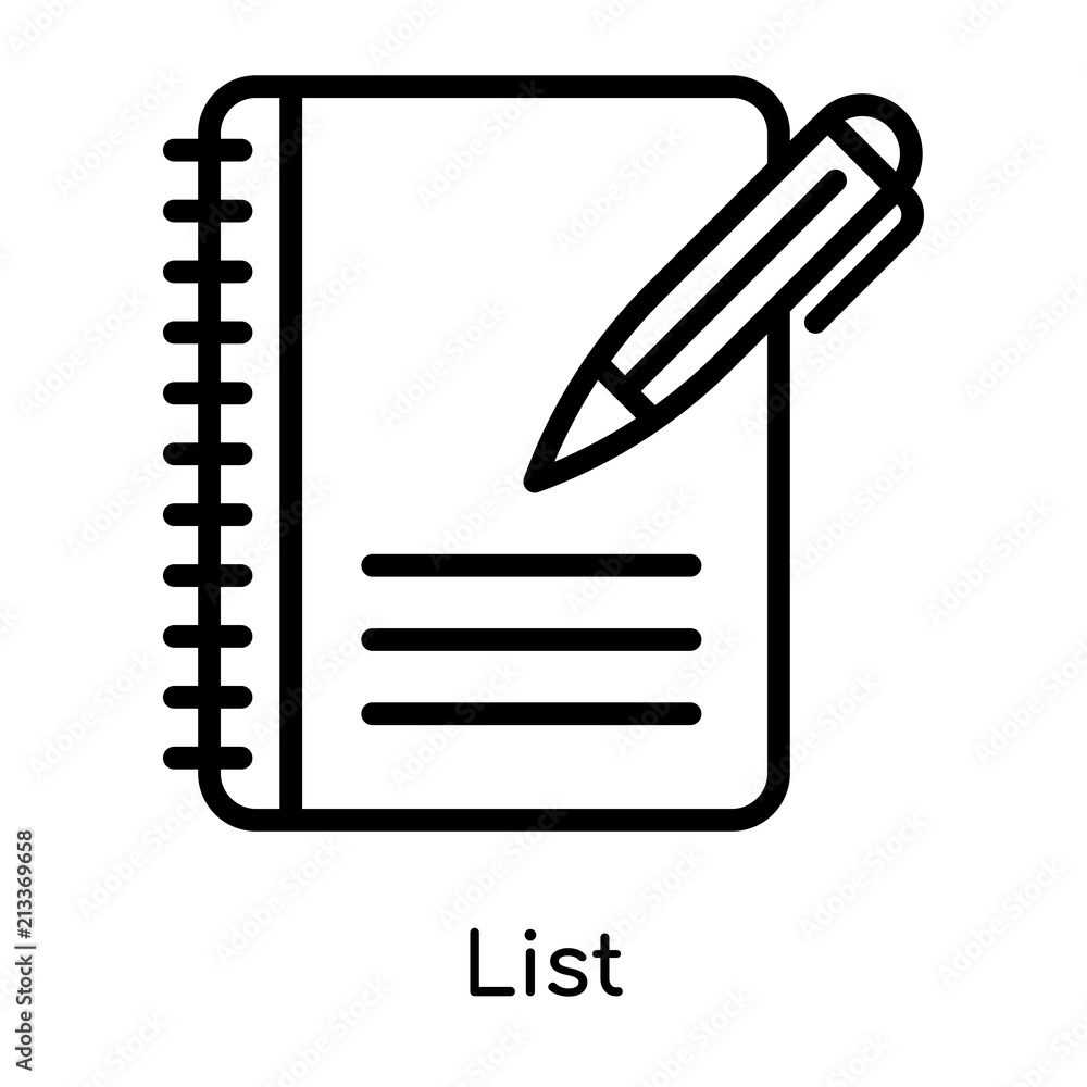 Vetor do Stock List icon vector sign and symbol isolated on white  background, List logo concept | Adobe Stock, image size:1000x1000