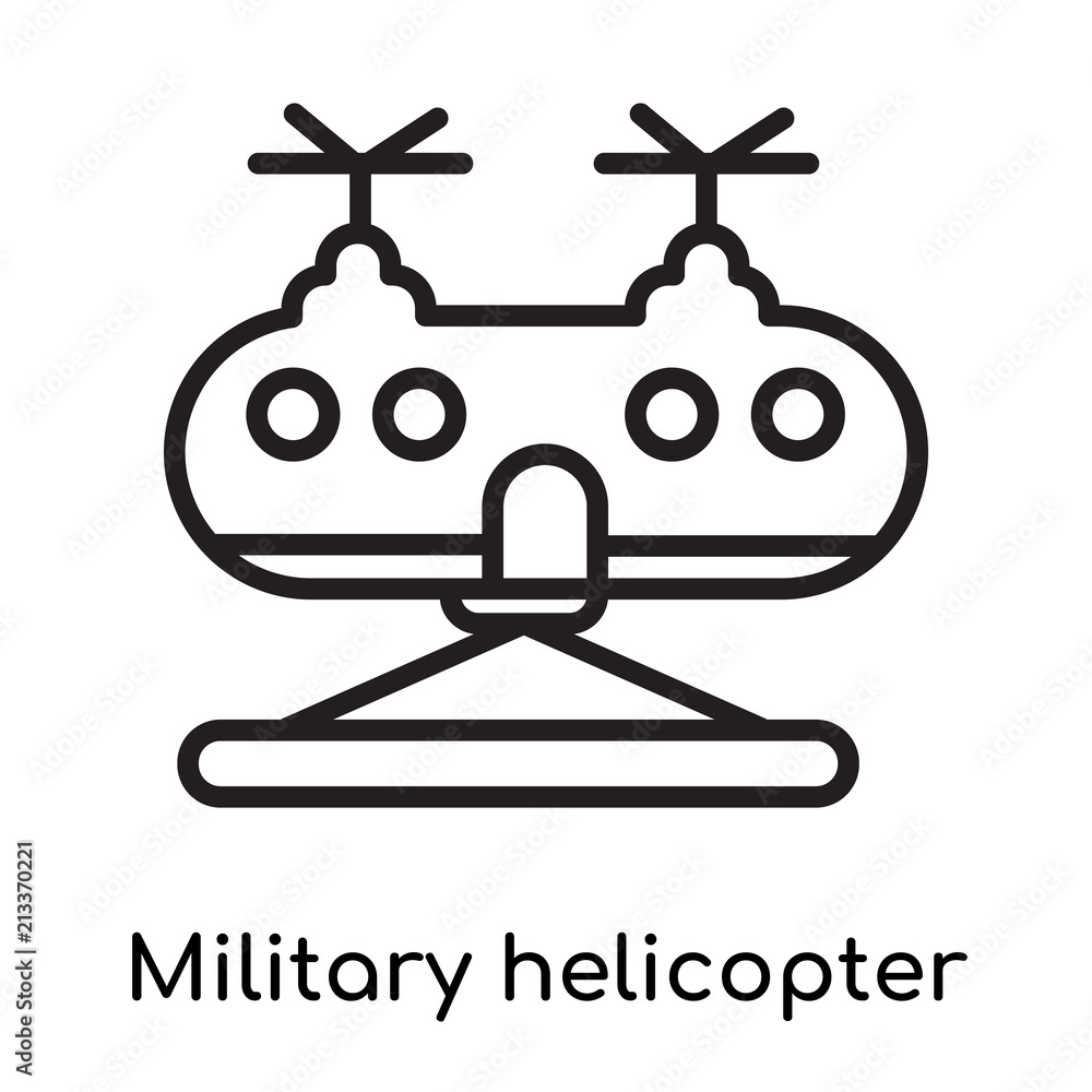 Military helicopter icon vector sign and symbol isolated on white ...
