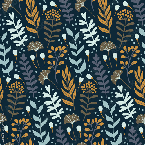 Modern seamless pattern with wild floral elements Poster Mural XXL