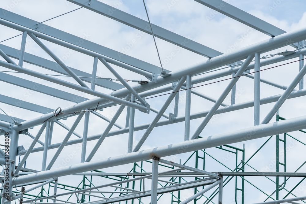 steel truss frame construction roof detail Stock Photo | Adobe Stock
