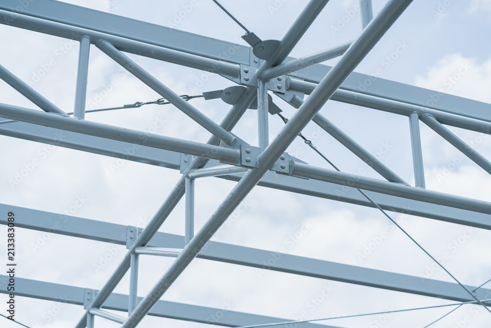 steel truss frame construction roof detail Stock Photo | Adobe Stock
