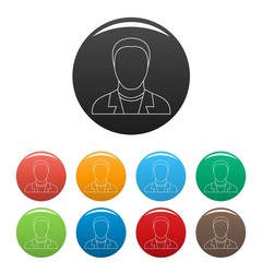 Poster - Man avatar icon. Thin line illustration of man avatar vector icons set color isolated on white