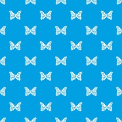 Wall Mural - Butterfly pattern vector seamless blue repeat for any use