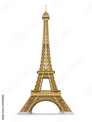 Fototapeta  Eiffel Tower golden isolated on a white background