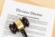 © wirojsid - Wooden judge gavel and divorce decree; document is mock-up